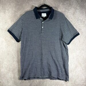 Peter Werth Polo Mens Large Blue Inchley Geometric Cotton Short Sleeve PGS04355